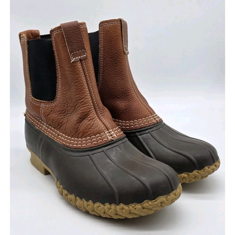 L.L. Bean Brown Leather & Dark Brown Rubber Duck Boots size 8